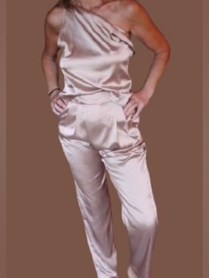 Nwot Anthropologie Maeve Satin Asymmetric One Shoulder Two Piece Matching Set
